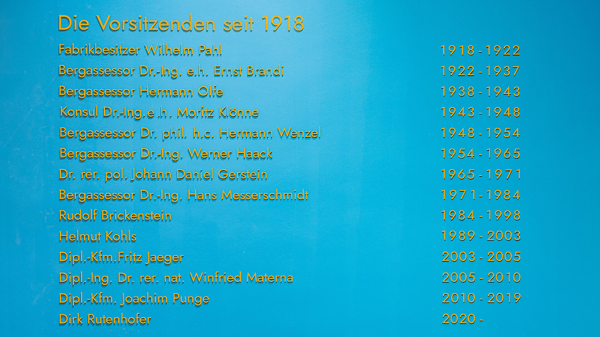 Liste aller Vorsitzenden seit 1918